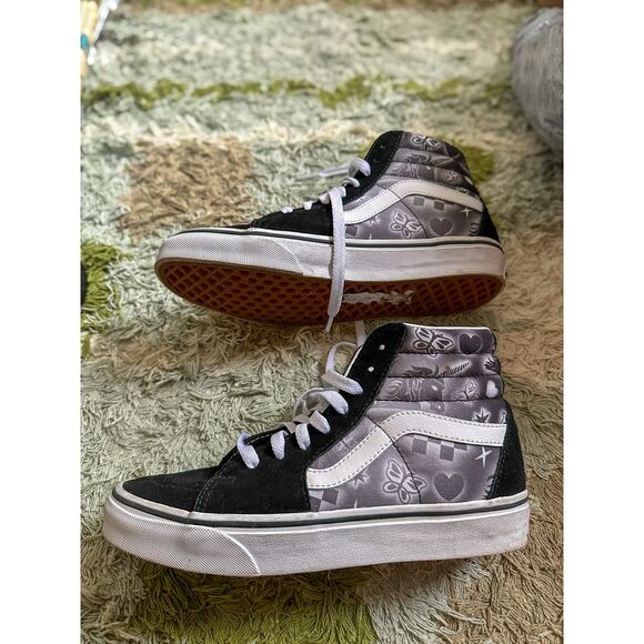 Vans Sk8 Hi Better Together Black and White Sneakers with Graffiti Graphics W 7 - Picture 5 of 8